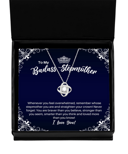 To My Badass Stepmother Necklace - Straighten Your Crown - Motivational Graduation Gift - Stepmom Birthday Mother's Day Christmas Gift - LKS