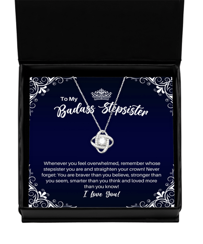 To My Badass Stepsister Necklace - Straighten Your Crown - Motivational Graduation Gift - Stepsister Birthday Christmas Gift - LKS