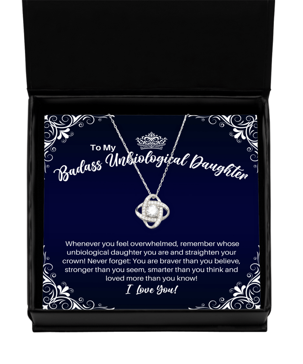 To My Badass Unbiological Daughter Necklace - Straighten Your Crown - Motivational Graduation Gift - Stepdaughter Birthday Christmas Gift - LKS