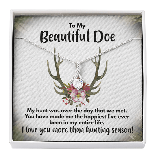 To My Beautiful Doe Necklace - Valentine's Day/Anniversary Gift for Hunter's Wife, Girlfriend, Fiancee, Soul Mate Two Toned Box