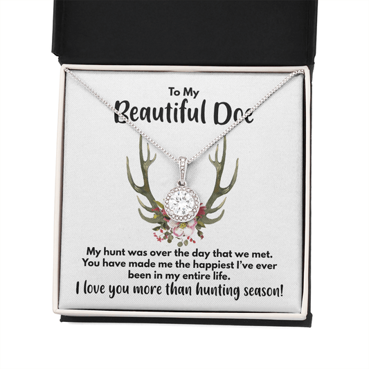 To My Beautiful Doe Necklace - Valentine's Day/Anniversary Gift for Hunter's Wife, Girlfriend, Fiancee, Soul Mate Two-Toned Gift Box