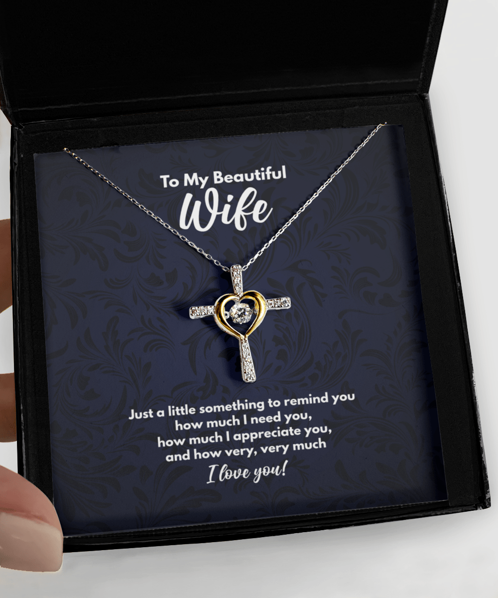 To My Beautiful Wife Cross Necklace - Valentine's Day Gift, Wedding Gift, Anniversary Gift for Wife