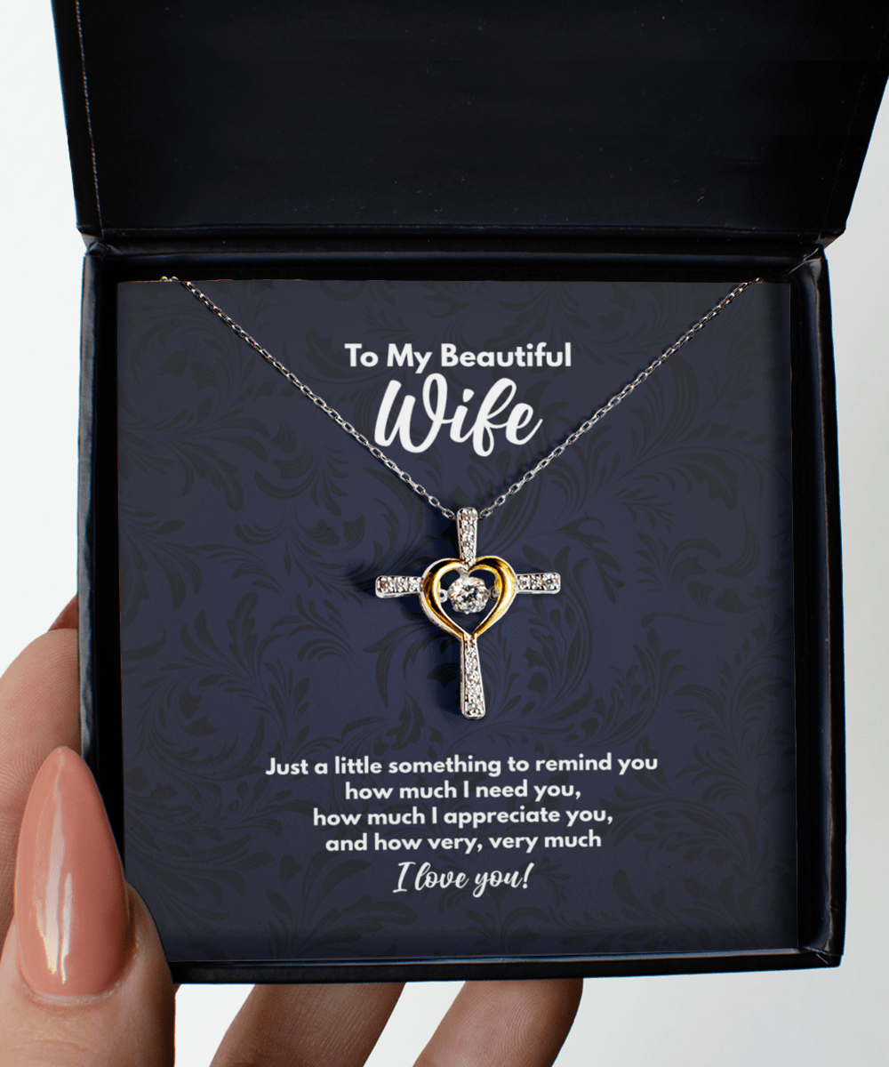 To My Beautiful Wife Cross Necklace - Valentine's Day Gift, Wedding Gift, Anniversary Gift for Wife