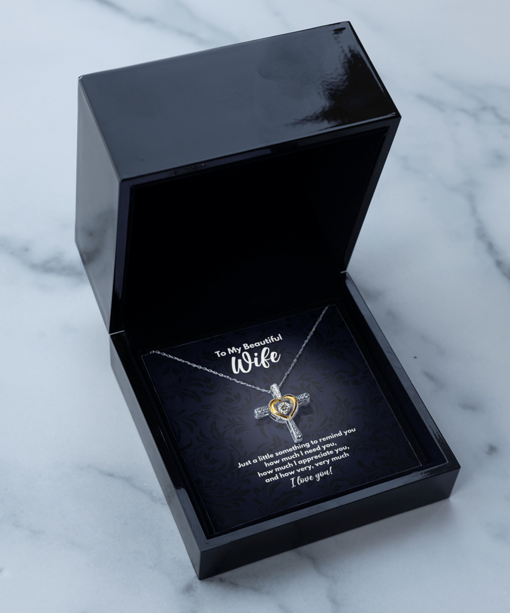 To My Beautiful Wife Cross Necklace - Valentine's Day Gift, Wedding Gift, Anniversary Gift for Wife