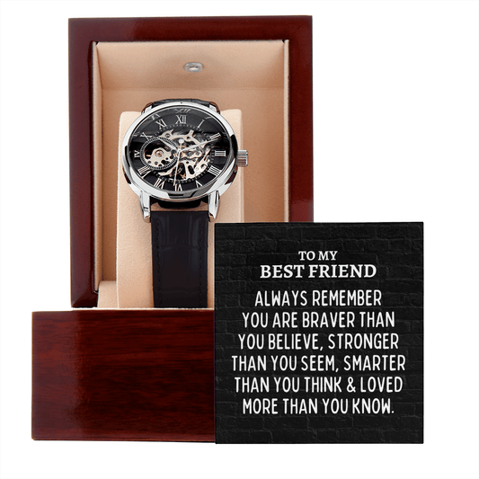 To My Best Friend Openwork Skeleton Watch - Always Remember Motivational Graduation Gift - Best Friend Wedding Gift - Birthday Gift