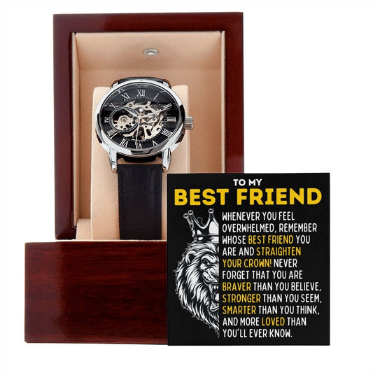 To My Best Friend Openwork Skeleton Watch - Gift for Best Friend - Motivational Graduation, Birthday, Christmas, Wedding Gift