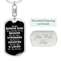 To My Bonus Dad Dog Tag Keychain - Always Remember You Are Braver - Motivational Graduation - Stepdad, Father-in-Law Birthday Christmas Gift Dog Tag with Swivel Keychain (Steel) / Yes
