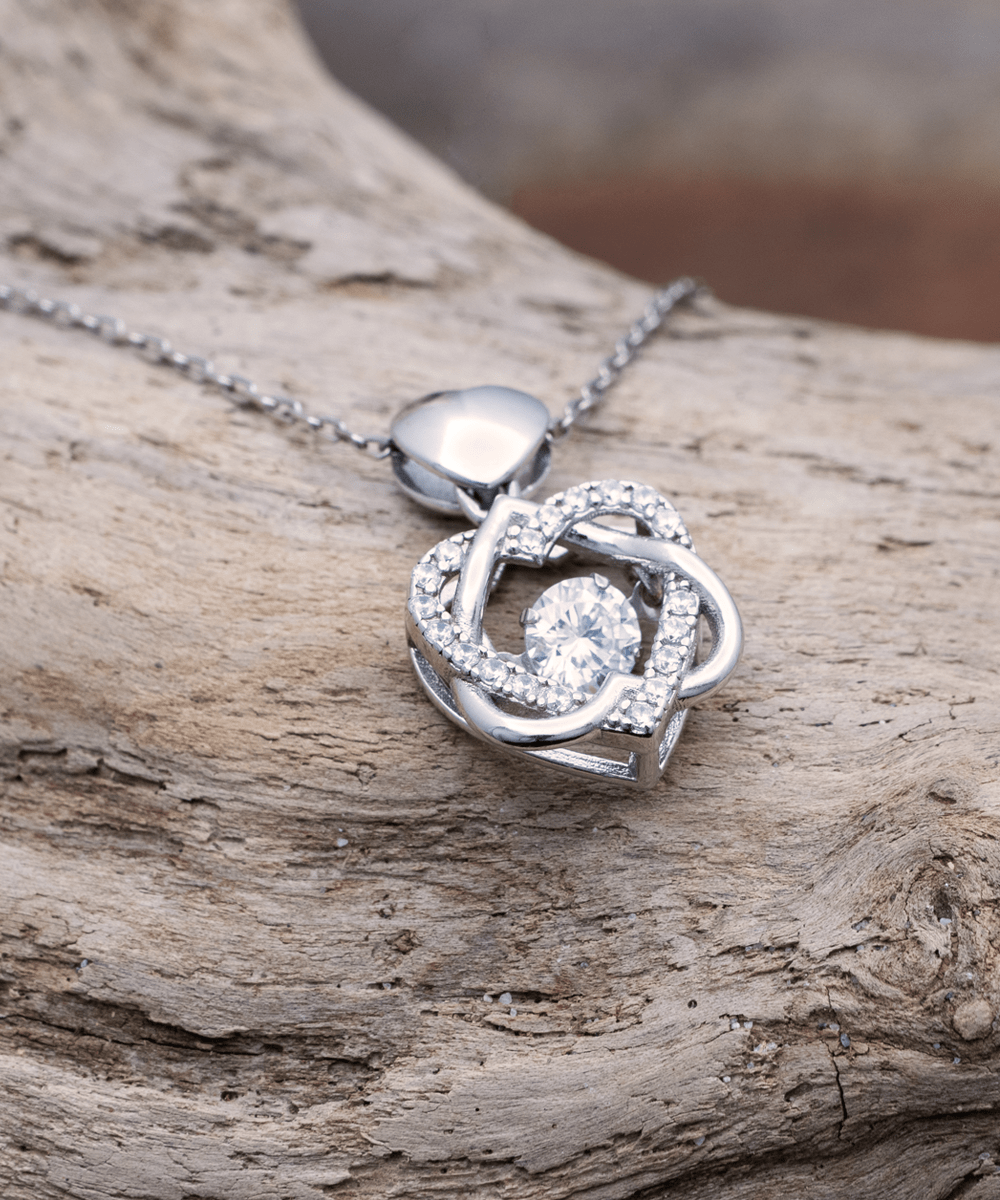 To My Bonus Daughter Necklace - Promise to Love You - Heart Knot Silver Necklace for Birthday, Mother's Day, Christmas - Jewelry Gift for Stepdaughter, Daughter-in-Law