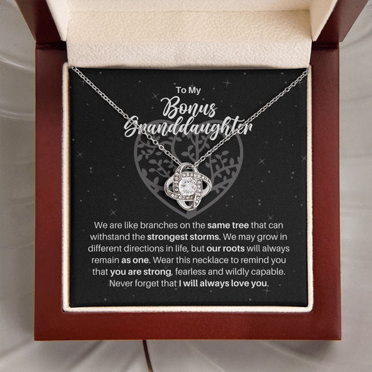 To My Bonus Granddaughter Necklace Gift - Branches on the Same Tree - Motivational Graduation, Birthday, Christmas, Wedding Gift