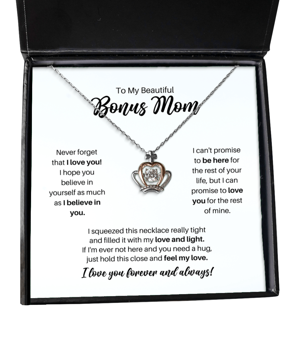 To My Bonus Mom Necklace - Promise to Love You - Crown Necklace for Birthday, Mother's Day, Christmas - Jewelry Gift Stepmother, Mother-in-Law