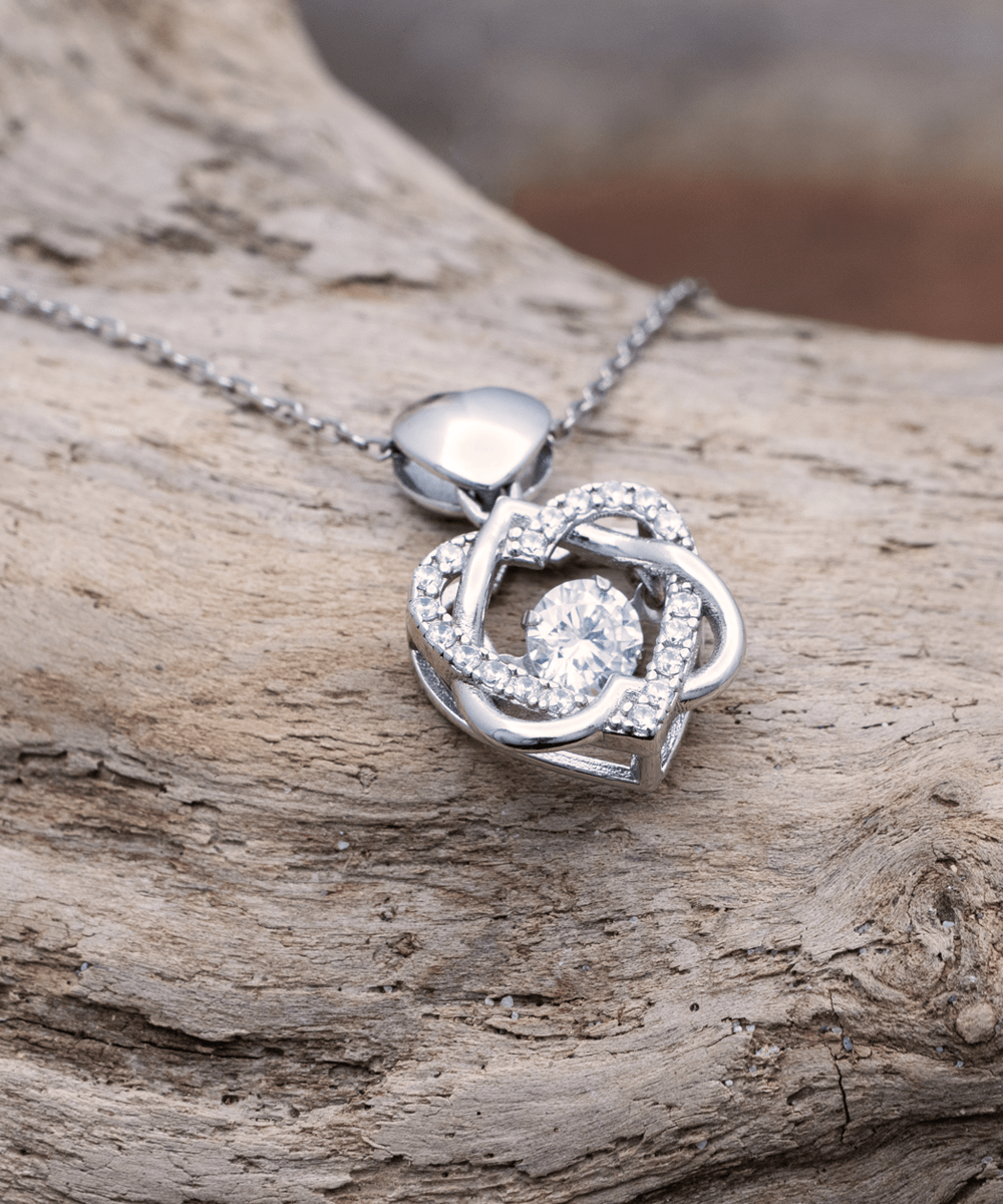 To My Bonus Sister Necklace - Promise to Love You - Heart Knot Silver Necklace for Birthday, Mother's Day, Christmas - Jewelry Gift for Stepsister, Sister-in-Law, BFF