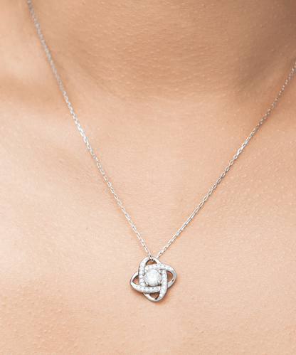To My Bonus Sister Necklace - Promise to Love You - Love Knot Silver Necklace for Birthday, Mother's Day, Christmas - Jewelry Gift for Stepsister, Sister-in-Law, BFF