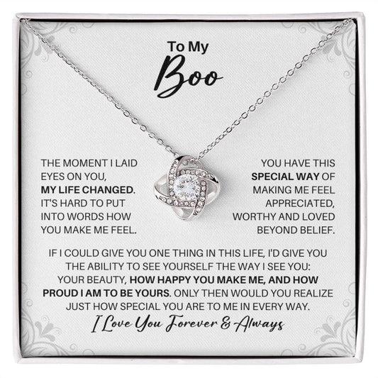 To My Boo Necklace - My Missing Piece - Valentine's Day Anniversary Gift - Girlfriend Wife Fiancee Soulmate Birthday Christmas Gift 14K White Gold Finish / Standard Box