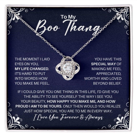 To My Boo Thang Necklace - My Missing Piece - Valentine's Day Anniversary Gift - Girlfriend Wife Fiancee Soulmate Birthday Christmas Gift 14K White Gold Finish / Standard Box