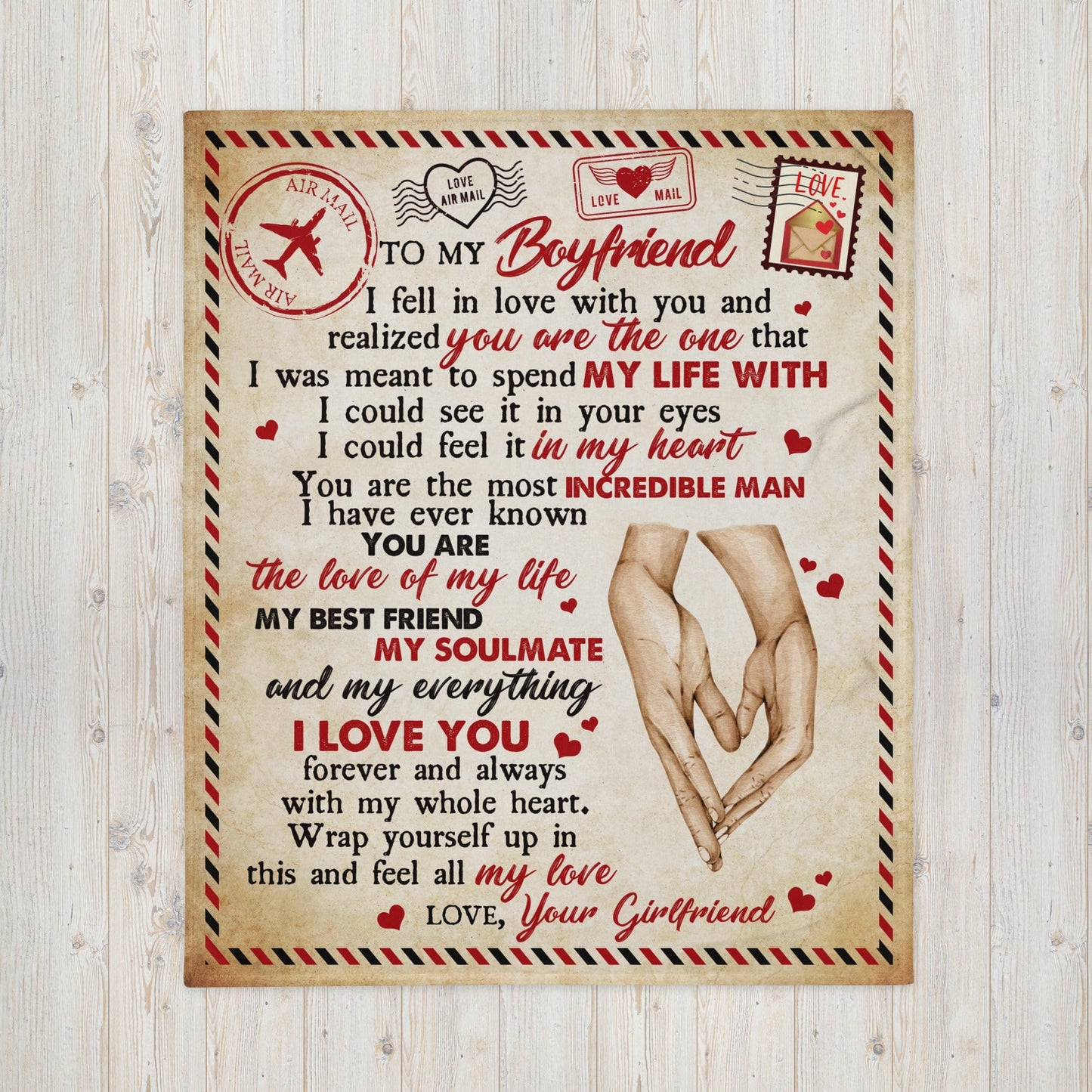 To My Boyfriend Cozy Plush Fleece Blanket - Gift for Boyfriend for Valentine's Day, Anniversary, Birthday