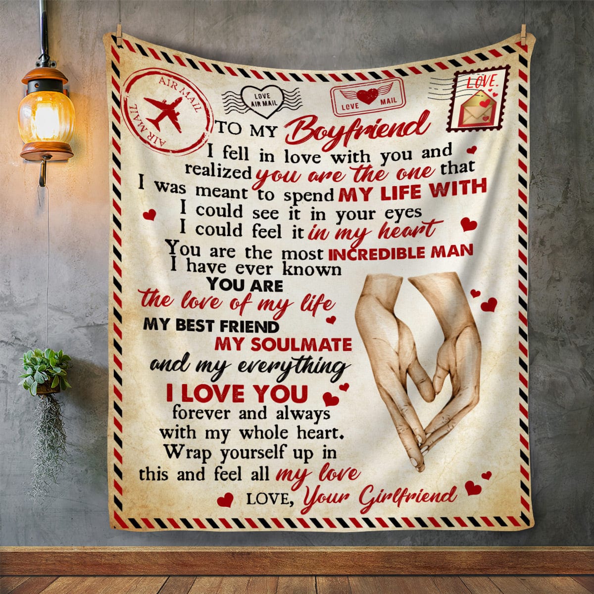 To My Boyfriend Cozy Plush Fleece Blanket - Gift for Boyfriend for Valentine's Day, Anniversary, Birthday