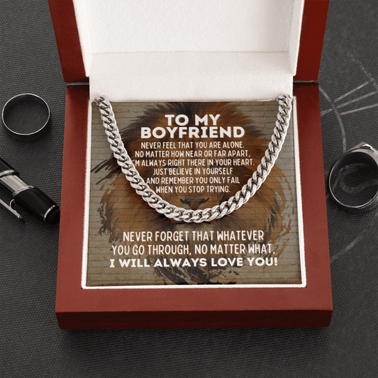 To My Boyfriend Cuban Link Chain Necklace - Motivational Gift for Boyfriend Cuban Link Chain (Stainless Steel)