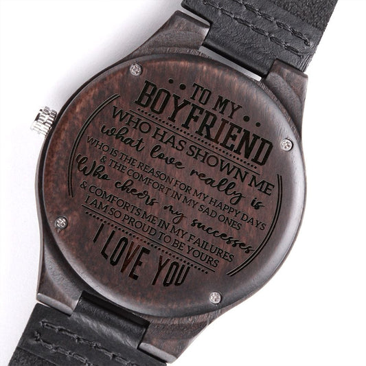 To My Boyfriend Engraved Wooden Watch - Anniversary Gift - Boyfriend Christmas Gift - Valentine's Day Gift - Birthday Gift