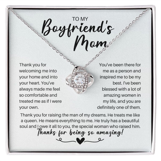 To My Boyfriend's Mom Necklace - Gift for Boyfriend's Mother - Boyfriends Mom Birthday - Mothers Day Christmas Gift for BF Mom 14K White Gold Finish / Standard Box