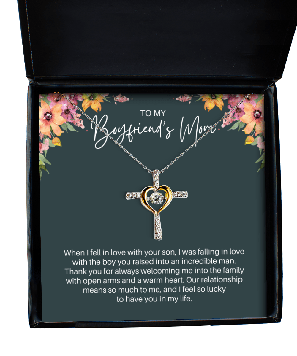 To My Boyfriend's Mom Necklace - In Love With Your Son - Cross Necklace for Birthday, Mother's Day, Christmas - Jewelry Gift for Boyfriend's Mom