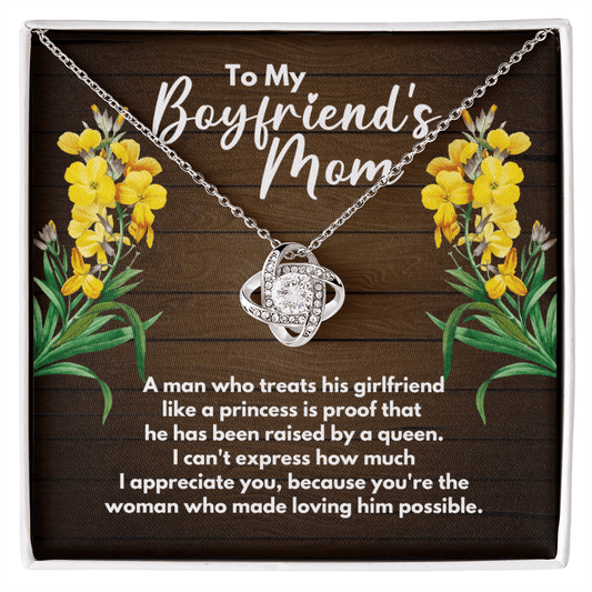 To My Boyfriend's Mom Princess New Love Knot Template 14K White Gold Finish / Standard Box