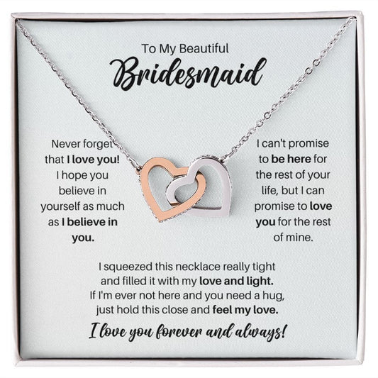 To My Bridesmaid Necklace - Promise to Love You - Motivational Graduation Gift - Bridesmaid Birthday Gift - Christmas Gift Polished Stainless Steel & Rose Gold Finish / Standard Box