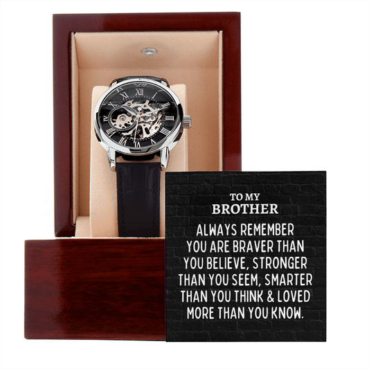 To My Brother Openwork Skeleton Watch - Always Remember Motivational Graduation Gift - Brother Wedding Gift - Birthday Gift