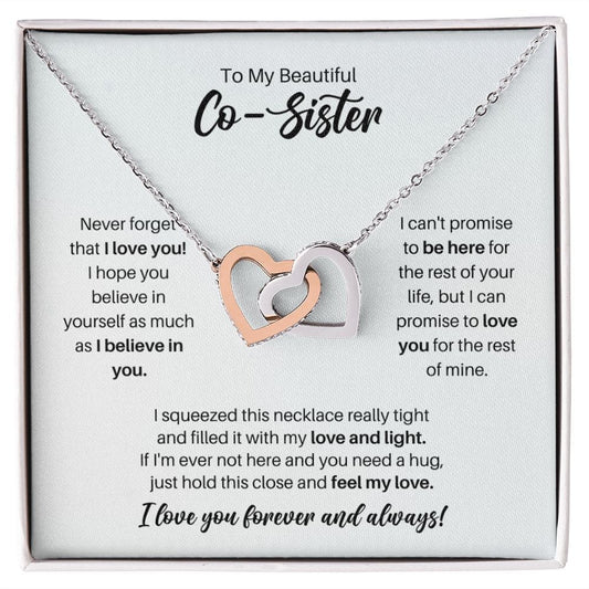 To My Co-Sister Necklace - Promise to Love You - Motivational Graduation Gift - Co-Sister Birthday Gift - Christmas Gift Polished Stainless Steel & Rose Gold Finish / Standard Box