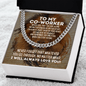 To My Co-worker Cuban Link Chain Necklace, Motivational Graduation Gift for Co-worker, Co-worker Wedding Gift, Birthday Gift for Co-worker