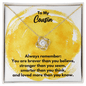 To My Cousin Love Knot Necklace - Always Remember Motivational Graduation Gift - Cousin Wedding Gift - Birthday Gift 18K Yellow Gold Finish / Standard Box