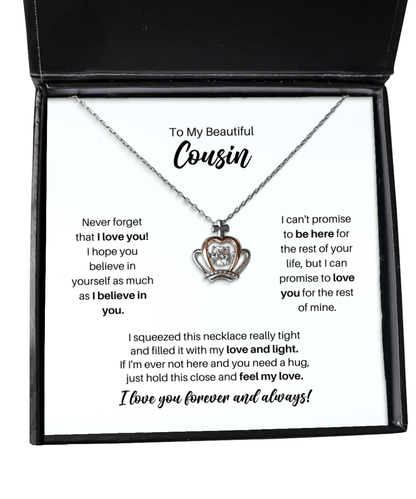 To My Cousin Necklace - Promise to Love You - Crown Necklace for Birthday, Mother's Day, Christmas - Jewelry Gift for Stepsister, Sister-in-Law, BFF