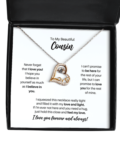 To My Cousin Necklace - Promise to Love You - Love Heart Necklace for Birthday, Mother's Day, Christmas - Jewelry Gift for Stepsister, Sister-in-Law, BFF