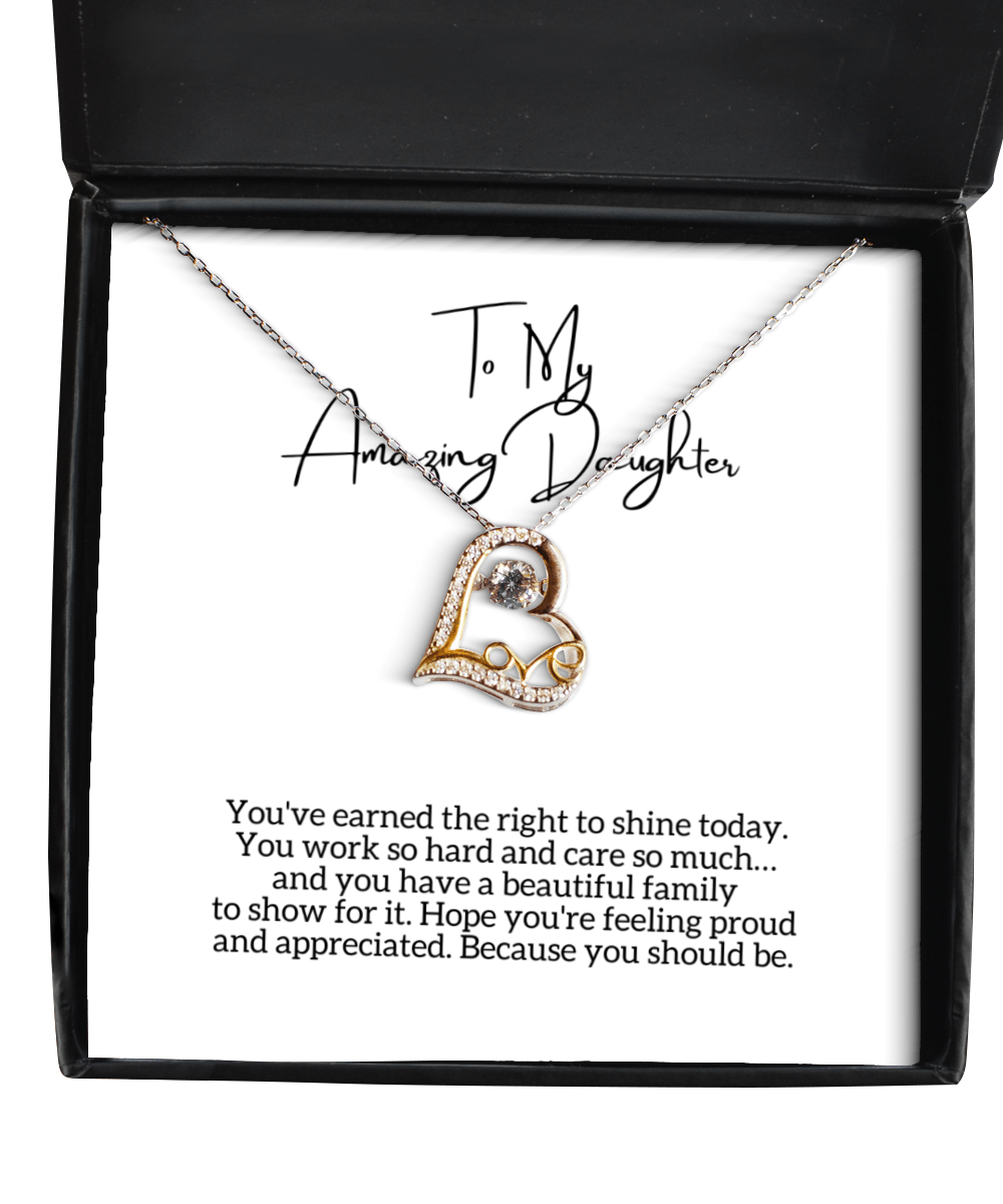 To My Daughter - Beautiful Family - Love Dancing Heart Necklace for Mother's Day, Birthday - Jewelry Gift for Daughter