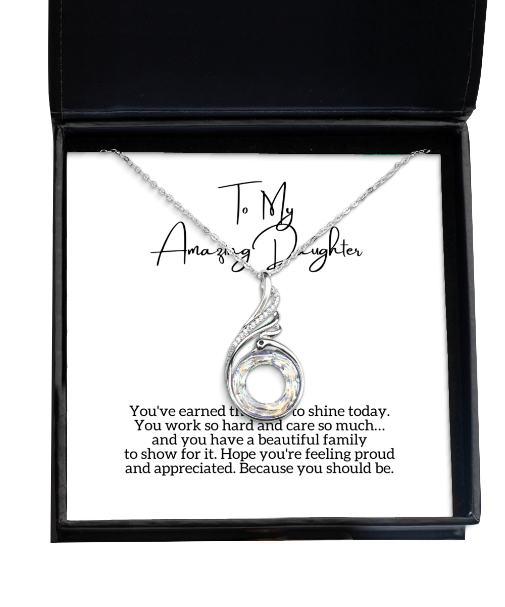 To My Daughter - Beautiful Family - Phoenix Necklace for Mother's Day, Birthday - Jewelry Gift for Daughter