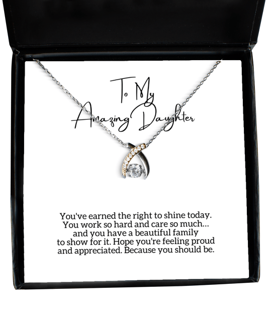 To My Daughter - Beautiful Family - Wishbone Necklace for Mother's Day, Birthday - Jewelry Gift for Daughter