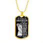 To My Daughter Dog Tag Necklace - Lion I Am the Storm - Love Dad Military Chain (Gold) / No