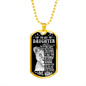 To My Daughter Dog Tag Necklace - Lion I Am the Storm - Love Mom Military Chain (Gold) / No
