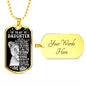 To My Daughter Dog Tag Necklace - Lion I Am the Storm - Love Mom Military Chain (Gold) / Yes