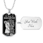 To My Daughter Dog Tag Necklace - Lion I Am the Storm - Love Mom Military Chain (Silver) / Yes