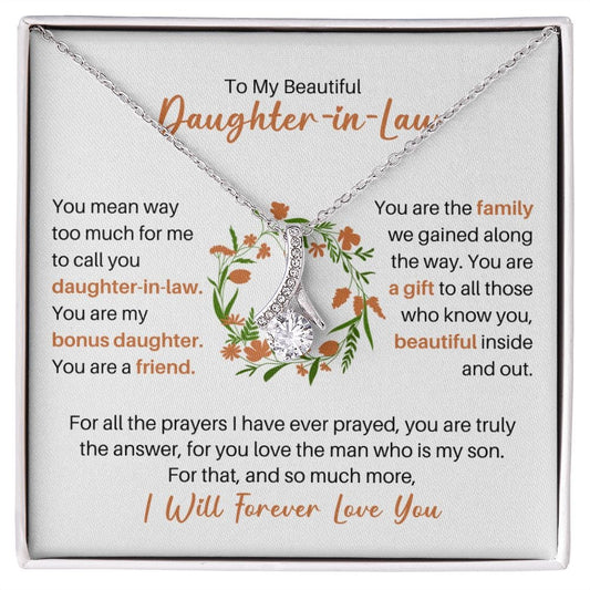 To My Daughter-in-Law Alluring Beauty Necklace - Gift for Bonus Daughter 14K White Gold Finish / Standard Box