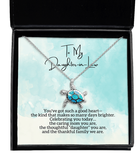 To My Daughter-In-Law - Celebrating You Today - Opal Turtle Necklace for Mother's Day, Birthday - Jewelry Gift for Daughter In Law