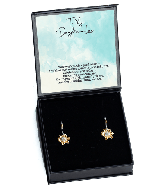 To My Daughter-In-Law - Celebrating You Today - Sunflower Earrings for Mother's Day, Birthday - Jewelry Gift for Daughter In Law
