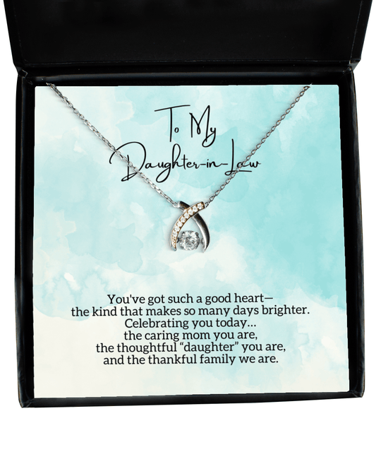 To My Daughter-In-Law - Celebrating You Today - Wishbone Necklace for Mother's Day, Birthday - Jewelry Gift for Daughter In Law