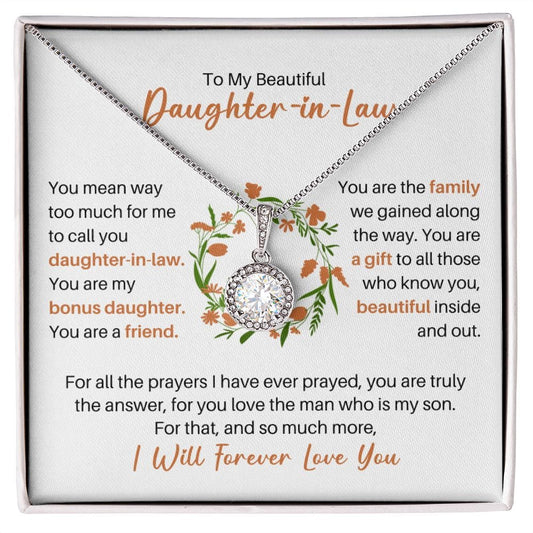 To My Daughter-in-Law Eternal Hope Necklace - Gift for Bonus Daughter Two Tone Box