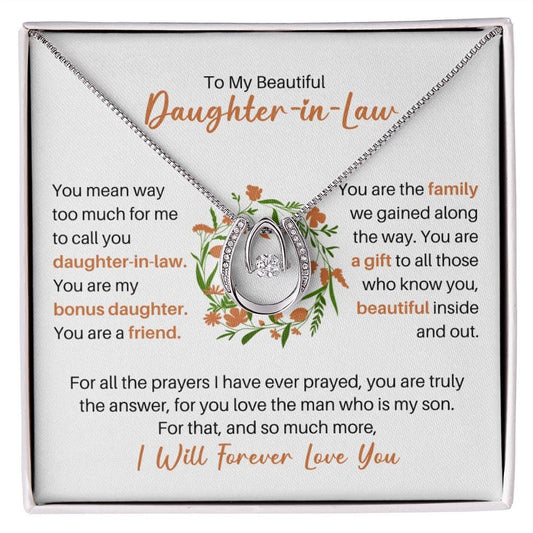 To My Daughter-in-Law Lucky Necklace - Gift for Bonus Daughter Two Tone Box