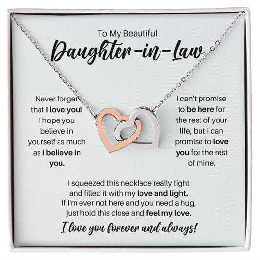 To My Daughter-in-Law Necklace - Promise to Love You - Motivational Graduation Gift - Daughter-in-Law Birthday Gift - Christmas Gift Polished Stainless Steel & Rose Gold Finish / Standard Box