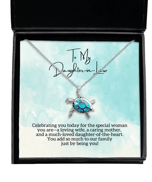 To My Daughter-In-Law - Special Woman - Opal Turtle Necklace for Mother's Day, Birthday - Jewelry Gift for Daughter In Law