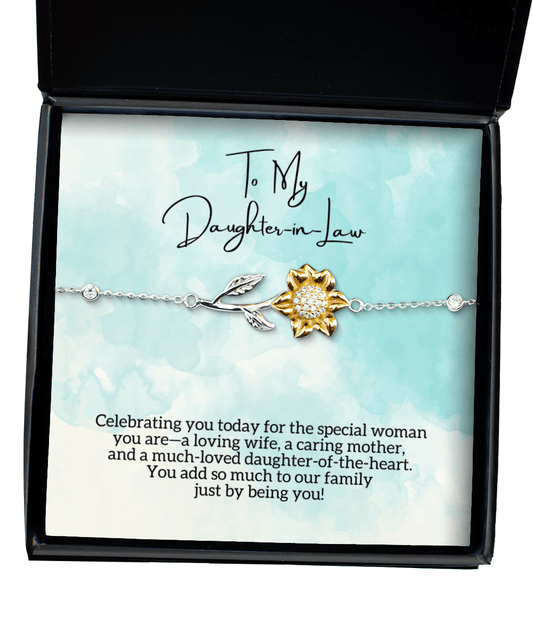 To My Daughter-In-Law - Special Woman - Sunflower Bracelet for Mother's Day, Birthday - Jewelry Gift for Daughter In Law