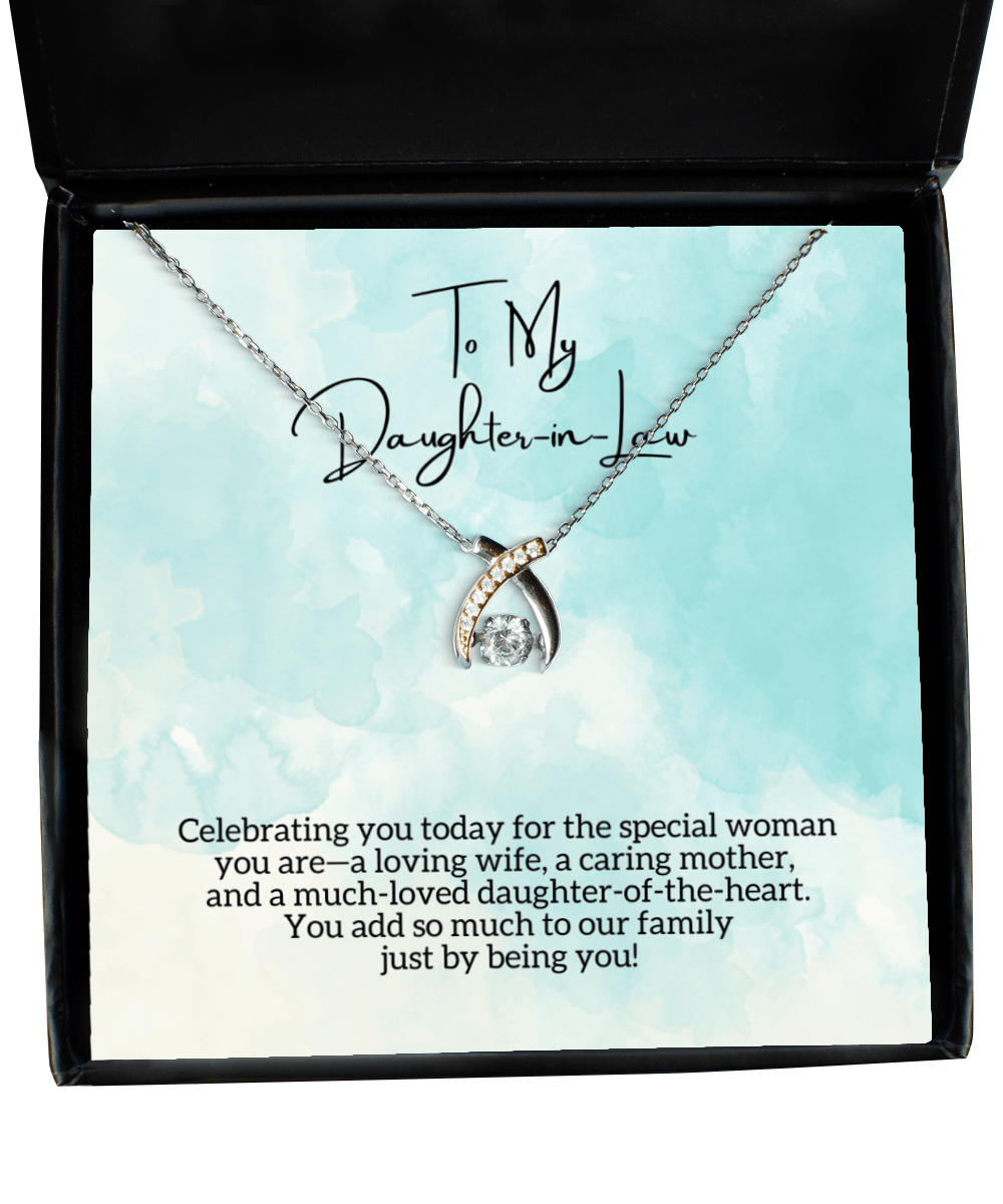 To My Daughter-In-Law - Special Woman - Wishbone Necklace for Mother's Day, Birthday - Jewelry Gift for Daughter In Law