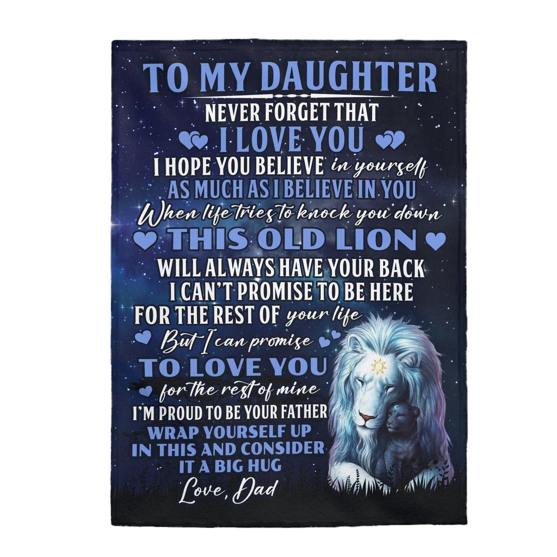 To My Daughter Love Dad - This Old Lion - Cozy Plush Fleece Blanket Gift for Daughter 30"x40"